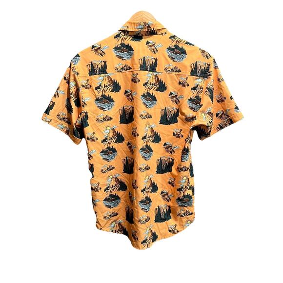 RSVLTS Orange Great Outdoors Dare Mighty Things Casual Button Down Shirt Size S - Picture 2 of 5